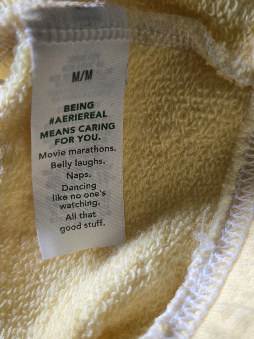 Aerie Easy Street Gauzy Cotton Oversized Sweatshirt Yellow Medium - Picture 3 of 6